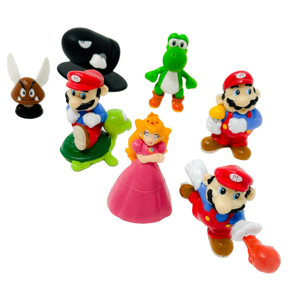 Mario Bros PVC Figures Princess Toadstool Peach Yoshi Goomba Bullet Bill Lot VTG